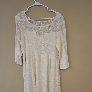 Free People Lace Long Sleeve Dress in Cream